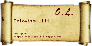 Oriovits Lili névjegykártya